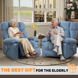 Sofetura Power Lift Recliner Chair with Vibration Massage&Heat for Elderly,Upholstered Breathable Fabric Lounge Chair with Side Pockets, USB Charge Port for Living Room,Only One Package,Blue Sofetura