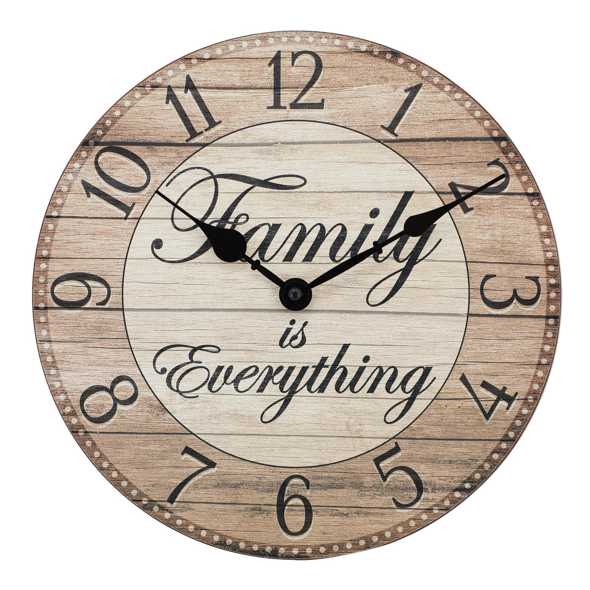 Westclox Wall Clock, 11-Inch Round Analog Clock with Inspirational Dial, Battery Powered, Quartz Movement, Farmhouse Rustic Decor for Living Room, Kitchen, Bedroom (Family is Everything, 11-Inch) Westclox