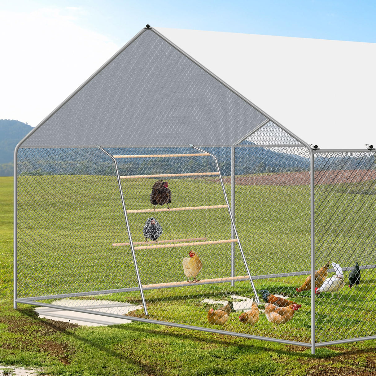 Large chicken perch for coop with swing,chicken toys for coop,chicken roosting bars for chickens in coop, Backyard Poultry toys,Easy to install and clean,Sturdy Coop Rack Bars,chicken coop accessories ANNDING