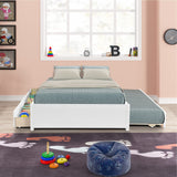 Harper & Bright Designs White Full Bed with Trundle and Storage Drawers – Solid Wood Platform Frame for Kids and Teens Harper & Bright Designs