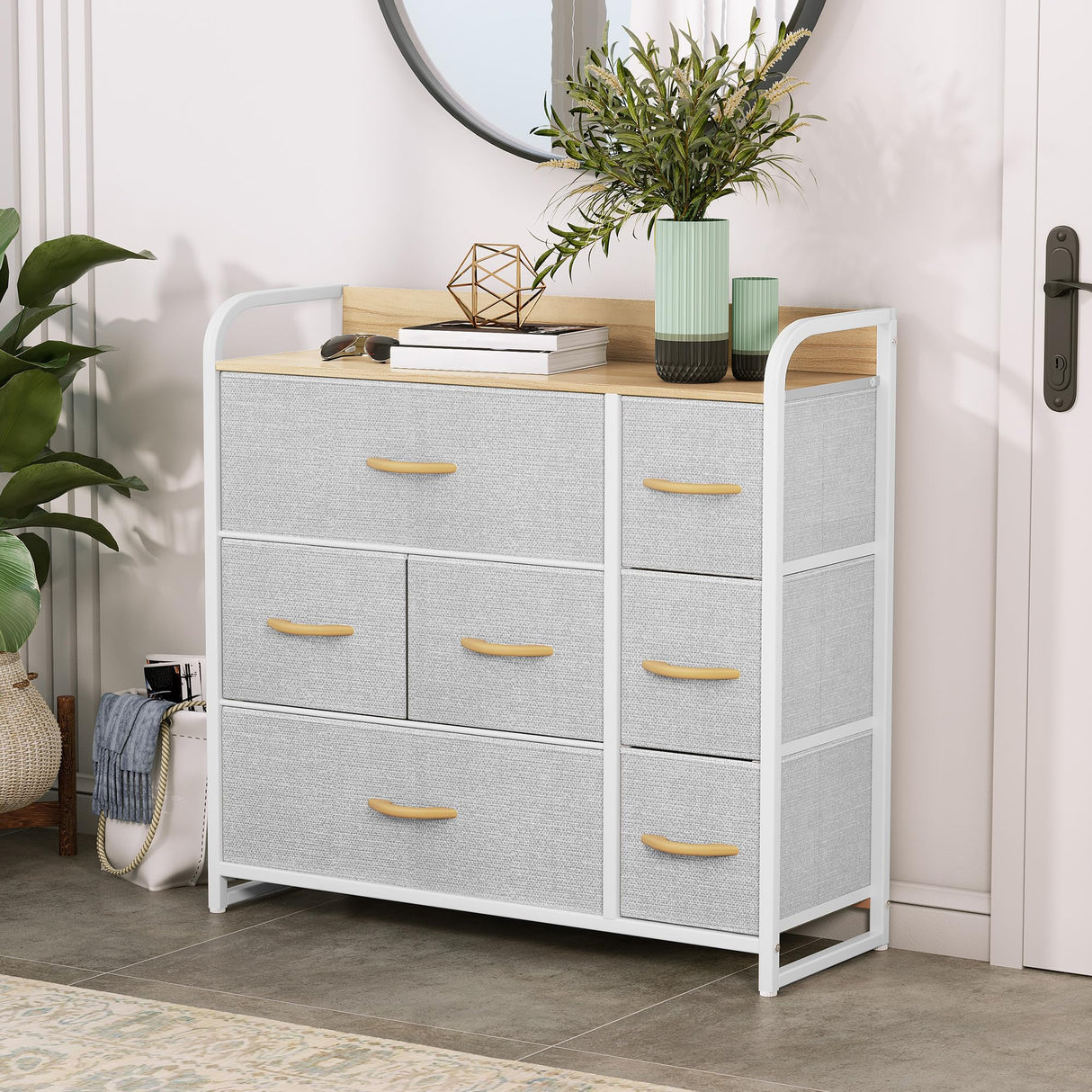 YITAHOME Dresser with 7 Drawers - Fabric Storage Tower, Organizer Unit for Bedroom, Living Room, Hallway, Closets - Sturdy Steel Frame, Wooden Top & Easy Pull Fabric Bins YITAHOME