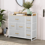 YITAHOME Dresser with 7 Drawers - Fabric Storage Tower, Organizer Unit for Bedroom, Living Room, Hallway, Closets - Sturdy Steel Frame, Wooden Top & Easy Pull Fabric Bins YITAHOME