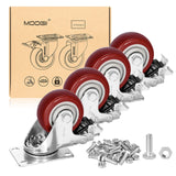 3 inch Heavy Duty Casters Load 1500lbs,Lockable Bearing Caster Wheels with Brakes,Swivel Casters for Furniture and Workbench，Set of 4 (Free Screws) Moogiitools