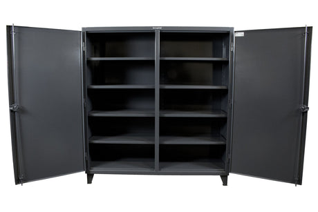 Strong Hold, 60" W x 24" D x 78" H, Industrial Cabinet, Heavy-Duty, Welded and Assembled, 12-GA Steel, Independent Locking Doors, 4 Adjustable Strong Hold