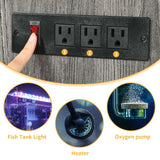 DWVO 55-75 Gallon Aquarium Stand with Power Outlets, Cabinet for Fish Tank Accessories Storage - Heavy Duty Metal Fish Tank Stand Suitable for Turtle Tank, Reptile Terrarium, 860LBS Capacity, Grey DWVO