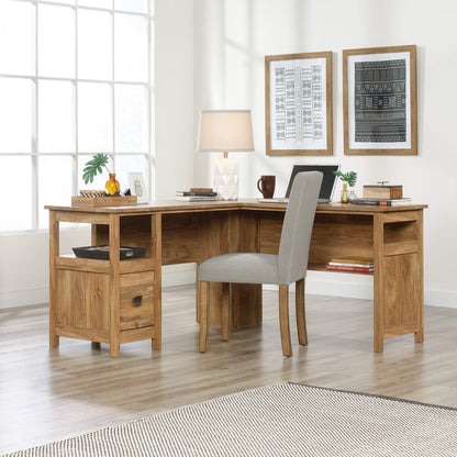 Sauder Cannery Bridge L-Desk, L: 59.06" x W: 59.06" x H: 30.04", Sindoori Mango finish - WoodArtSupply