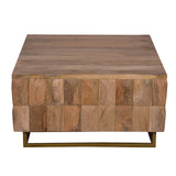 The Urban Port 33-Inch Lift Top Storage Trunk Coffee Table, Square, Mango Wood, Natural Brown TUP THE URBAN PORT