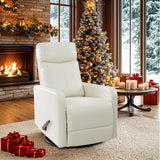 Neioml Swivel Rocking Recliner Chair for Small Space, Manual Swivel Glider Recliner for Nursery,RV,Rocking Recliner with Footrest and Side Pocket,Breathable Leather,Beige Neioml