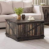 YITAHOME Farmhouse Lift Top Coffee Table, Square Wood Center Table with Large Hidden Storage Compartment for Living Room, Rustic Cocktail Table with Lift Top for Home Office,Dark Rustic Oak YITAHOME