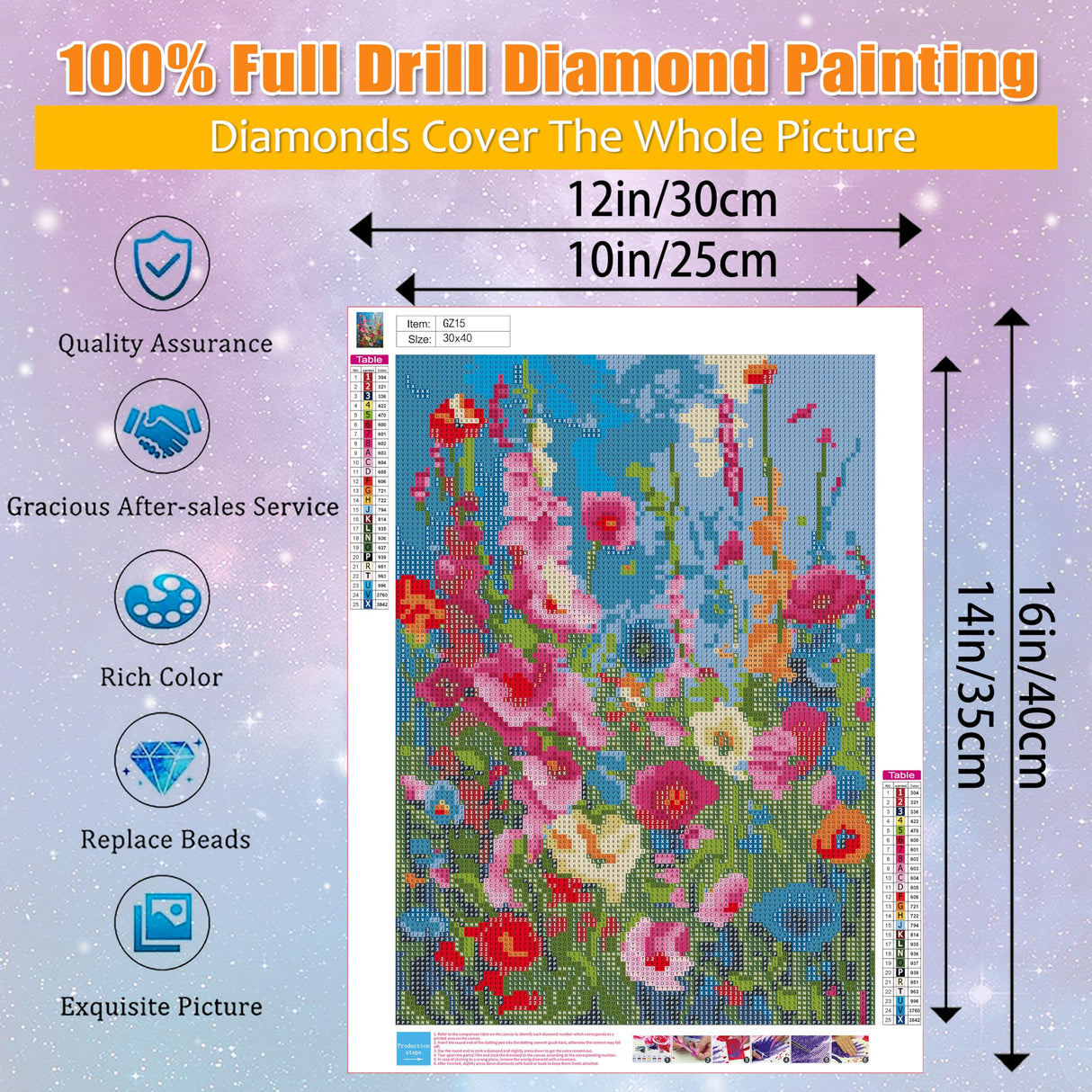 Wild Flowers Square Diamond Painting Kits - Square Drill Diamond Paintings Flowers,Square Diamond Art,DIY Flower Gem Painting for Adults and Crafts for Gifts and Home Wall Decor 12x16inch Ausanrl