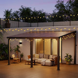 Pamapic 10 * 14FT Hardtop Lean to Gazebo,Wall Mounted Gazebo,Outdoor Gazebo,Aluminum Frame Pergola,UV Resistant Polycarbonate Roof,Outdoor Patio Awnings for Deck,Backyard Pamapic