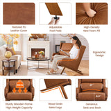 Yaheetech Brown Accent Chair, PU Leather Armchair High Wide Backrest, Oversized Recliner Chair Thick Seat Cushion for Office Reception Room Reading Nook, Brown Yaheetech