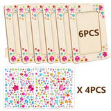 Lesnala 6Pcs Unfinished Wood Picture Frames with 4 Sheets Crystal Diamond Stickers Crafts DIY Kits for Adults Kids Party Present Fits 4 X 6 Inch Photo Lesnala