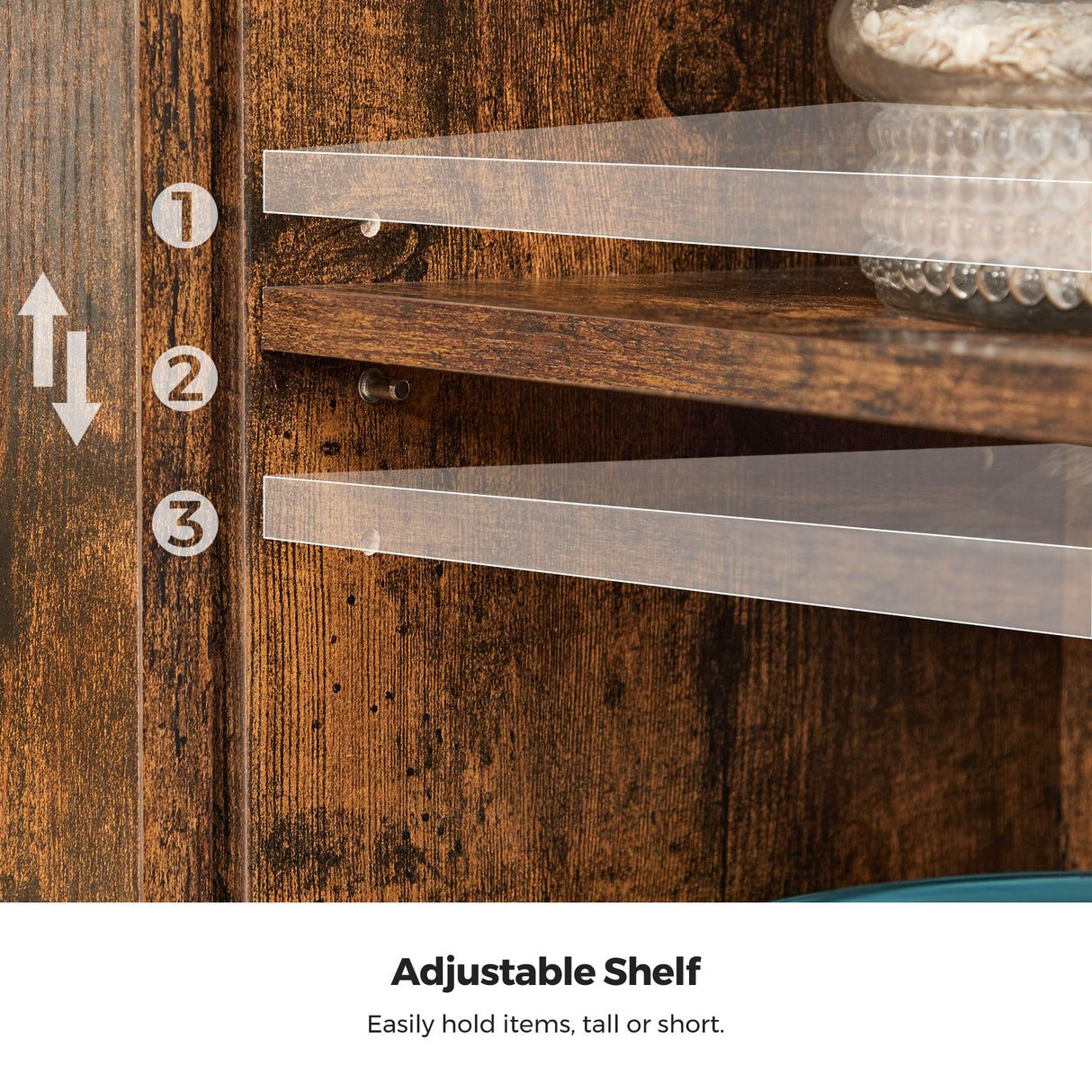 VASAGLE Buffet Cabinet, Coffee Bar Storage Cabinet, Sideboard with 1 Sliding Barn Door, Adjustable Shelves, 11.8 x 27.6 x 31.5 Inches, for Living Room, Rustic Brown and Ink Black ULSC089B01 VASAGLE