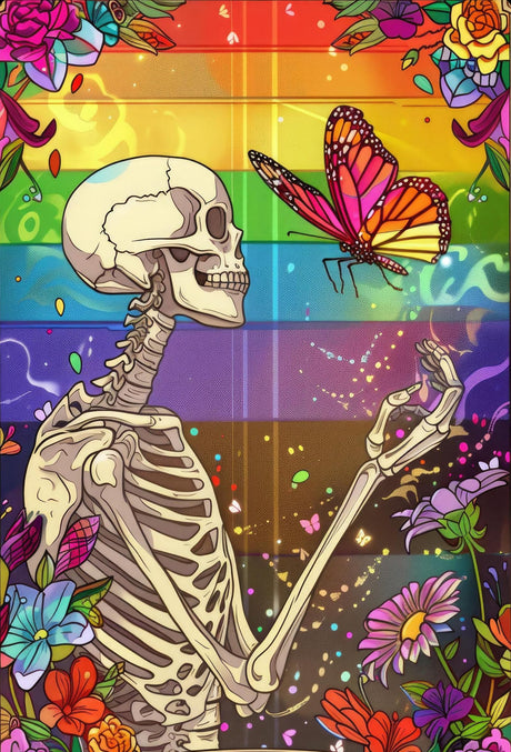 HKLIOPU Diamond Art Kits for Adults-Skeleton Love Diamond Painting Kits for Adults Beginners,5D DIY Full Drill Round Rhinestone Gem Art Crafts Paintings for Home Wall Decor 12"x16" HKLIOPU