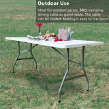 JingPieCle 6 Foot Folding Table 6ft Portable Plastic Picnic Table with Handle, Fold in Half Heavy Duty Utility Foldable Table, Indoor Outdoor 6' Folding Card Tables for Party, Dining JingPieCle