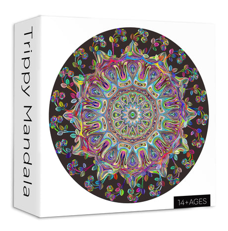 Mandala Flower Puzzles for Adults 1000 Pieces, Difficult Impossible Hard Puzzle, Round Colorful Trippy Challenge Jigsaw Puzzle PPuzzling