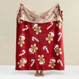 WDCOZY Christmas Throw Blanket Gingerbread Man Reversible Super Soft Knitted Blankets Couch Bed Sofa Microfiber Warm Cozy Lightweight Fluffy Fuzzy Fall Cute Blanket Winter 50x60 Inches WDCOZY