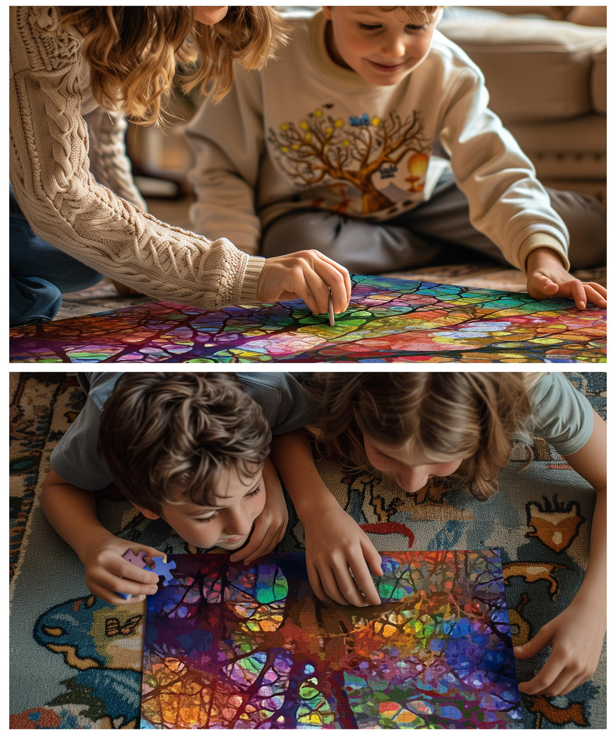 Petrala Jigsaw Puzzles 1000 Pieces for Adults Tree of Life 1000 Piece Puzzle for Adults Colorful Stained Glass Jigsaw Puzzles for Adults Kit with Letters on Back, Fit Together Perfectly Petrala