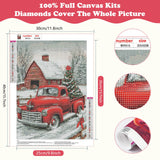 SENQAO Red Truck Diamond Art Kits for Adults,Christmas 5D Diamond Painting Kits for Beginners,Round Full Drill Gem Art for Adults,DIY Diamond Dots Paintings Picture Arts Craft for Home Decor 12x16in SENQAO