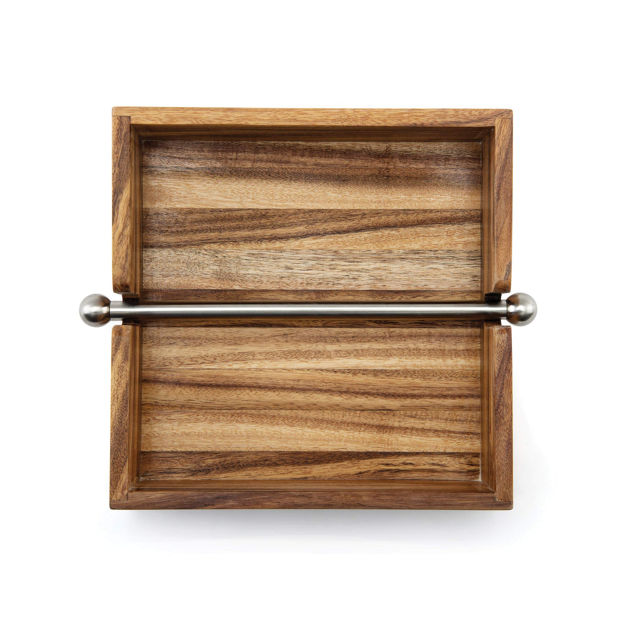 Ironwood Gourmet Acacia Wood Napkin Holder with Weighted Stainless Steel Center Bar, 6.25-Inches, Brown Ironwood Gourmet