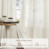 LAMIT Natural Ivory Linen Semi Sheer Curtains 84 inch Length, Cream Light Filtering Soft Thick Neutral Living Room Drapes with Bronze Grommet for Bedroom/Farmhouse, 2 Panels, 52 x 84 Inch LAMIT