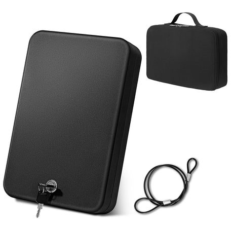 Sgorlds Gun Safe for Pistol Small Portable Handgun Lock Box with Handbag, Pistol Safe Handgun Safe for Car, Home, Travel, 9.4" x6.6" x1.8",Black Sgorlds