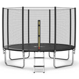 YSSOA 12FT Trampoline for Kids and Adults - Recreational Trampolines with Safety Enclosure, Wind Stakes, 400LBS Weight Capacity, Black Outside Net YSSOA
