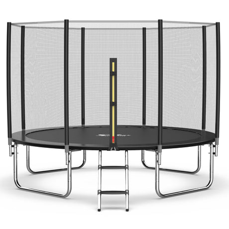 YSSOA 12FT Trampoline for Kids and Adults - Recreational Trampolines with Safety Enclosure, Wind Stakes, 400LBS Weight Capacity, Black Outside Net YSSOA