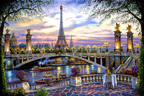 1000 Pieces Puzzles for Adult Wooden Jigsaw Puzzle 1000 Piece Puzzle Adult Children Elderly Puzzle Flower Eiffel Tower Paris Bridge Puzzle Gift for Mom Dad Family Friend Home Decor Wall Art 29.5x20IN najiaxiaowu