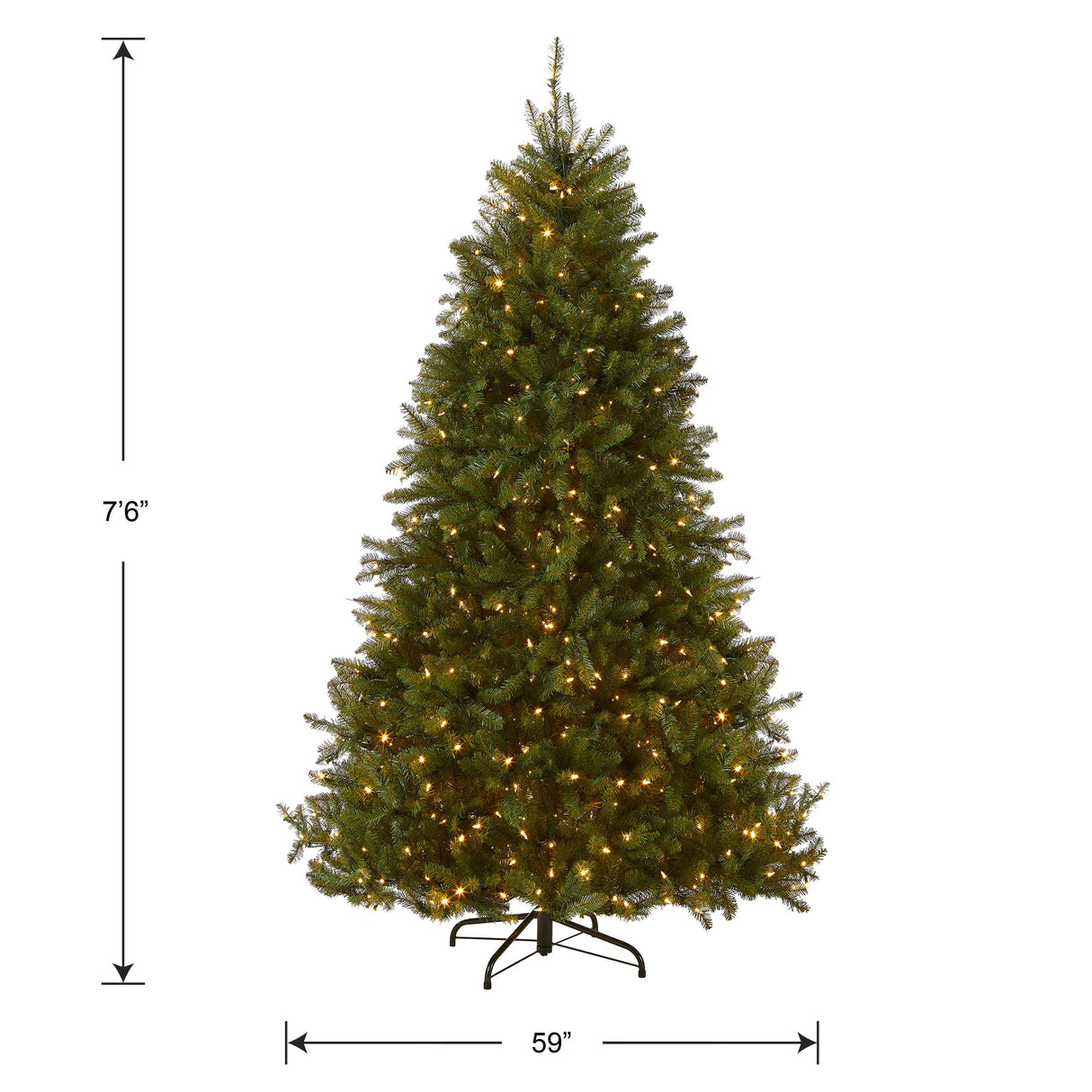 National Tree Company Pre-Lit Artificial Full Christmas Tree, Green, Dunhill Fir, Dual Color LED Lights, Includes Stand, 7.5 Feet, Dual Colored Lights National Tree Company