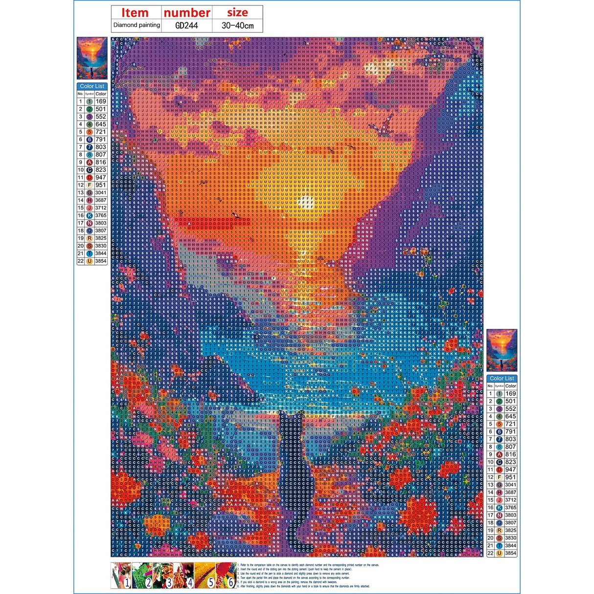 GDYEEH DIY 5D Sunset Diamond Art Kits, Kitten Full Round Drill Sparkling Cat Diamond Painting Picture, Flowers Diamond Painting Art Kits Craft for Adults Beginners, Home Wall Decor 12x16inch GDYEEH