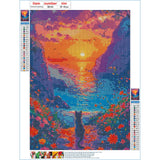 GDYEEH DIY 5D Sunset Diamond Art Kits, Kitten Full Round Drill Sparkling Cat Diamond Painting Picture, Flowers Diamond Painting Art Kits Craft for Adults Beginners, Home Wall Decor 12x16inch GDYEEH