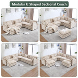 GNIXUU Cloud Couch Oversized Modular Sectional Sofa for Living Room, Modern Chenille 7 Seater Corner Sofa with Deep Seat, Large U-Shaped Couch Set for Spacious Space Apartment, Camel GNIXUU