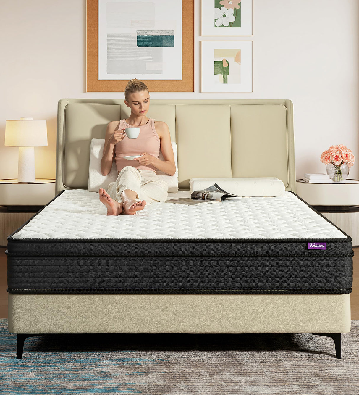 Konuzu Full Mattresses,Hybrid 12 Inch Full Mattress in a Box,Memory Foam & Individually Pocket Spring for Pain Relief,Pressure Relief. Konuzu