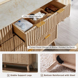 T4TREAM Fluted 8 Drawers Dresser, 54" Wide Modern Chest of Drawers with Faux Marble Top, Curved Profile Design, Dresser TV Stand, Wood Drawer Organizer for Bedroom, Living Room, Hallway, Natural Oak T4TREAM
