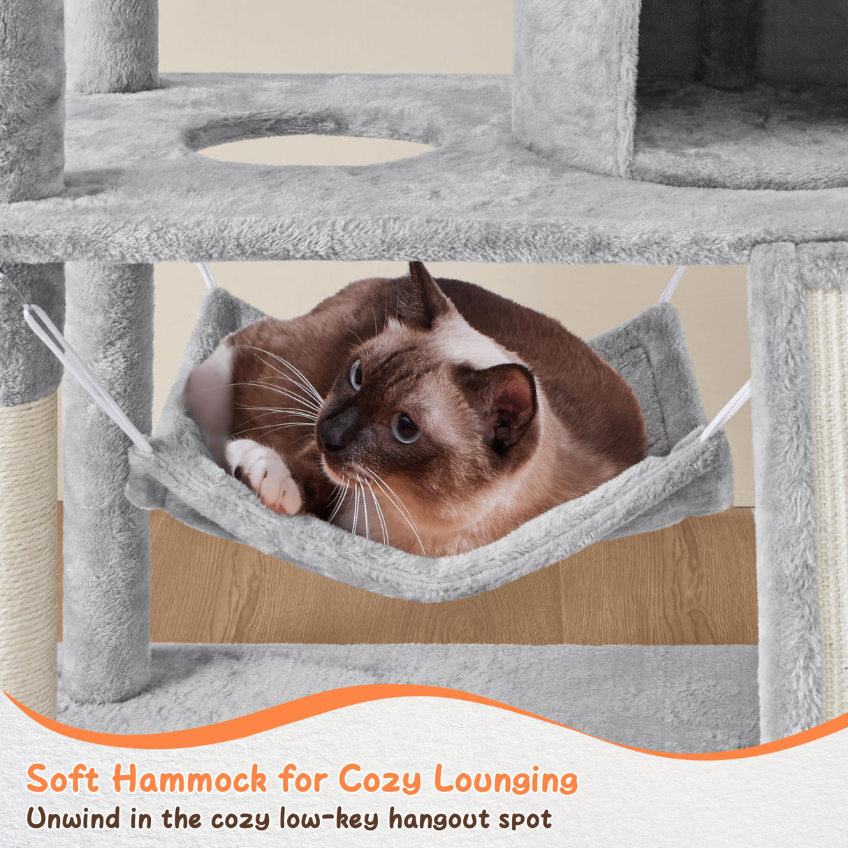 Yaheetech 63.5in Multi-Level Cat Tree Tower Condo with Scratching Posts, Platform & Hammock, Cat Activity Center Play Furniture for Kittens, Cats, and Pets Yaheetech