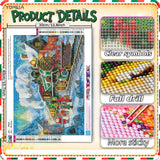 askkqtx Christmas Diamond Art Kits for Adults, Train Diamond Painting Kits for Adults, DIY 5D Full Drill Round Crystal Rhinestone Gem Art Craft for Gift Home Wall Decor 12x16 Inch askkqtx