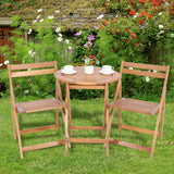 VICTORY RELAX Acacia Wooden Chairs Set of 2, Folding Waterproof Small Patio Chairs with Waterproof and UV Coating, Indoor Outdoor Bistro Set for Garden Balcony Patio Lawn Living Room VICTORY RELAX