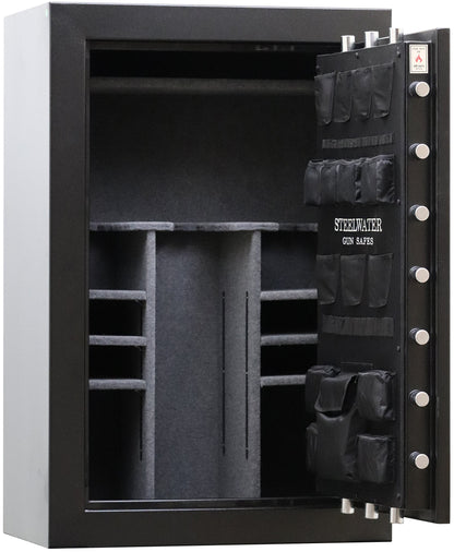 STEELWATER GUN SAFES New Improved Heavy Duty E.M.P Proof, 39 Long Gun, 60 MInute Fire Protection, Auto LED LIghts, Dehumidifier, Door Organizer, Interior Outlet, for Rifles and more. AMLD593924-EMP