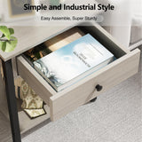 Ecoprsio Nightstand Set of 2 Modern End Table Side Table with Drawer and Storage Shelf Wood Night Stand Greige Bedside Table for Bedroom, Living Room, Sofa Couch, Hall, Easy Assembly, Greige Ecoprsio