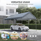 Outsunny 10' x 20' Party Tent and Carport, Height Adjustable Portable Garage, Outdoor Canopy Tent 8 Legs Without Sidewalls for Car, Truck, Boat, Motorcycle, Bike, Garden Tools, Gray Outsunny
