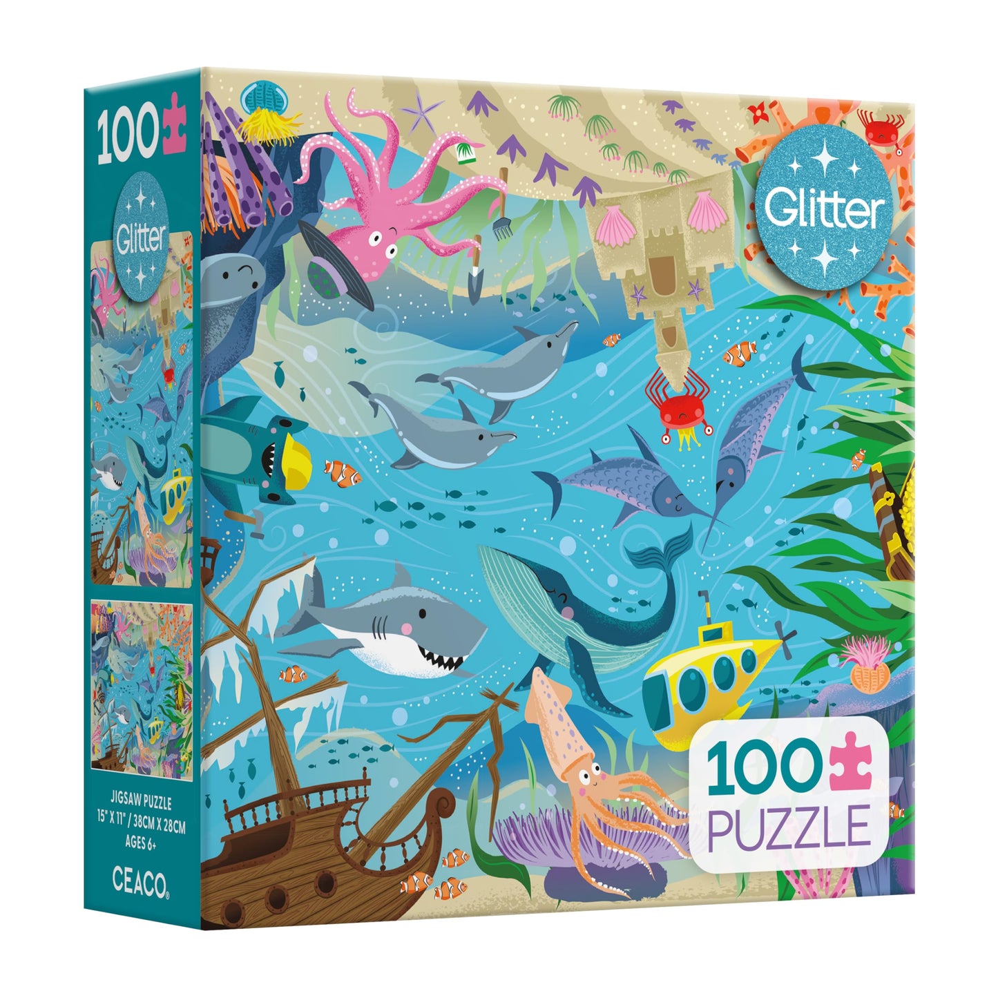 Ceaco - Glitter - Under The Deep Blue Sea - 100 Piece Jigsaw Puzzle