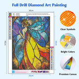 MISCER Fairy Diamond Art Kits for Adults, Glass Diamond Painting Kits for Beginners, 5D Full Drill Round Paint with Diamonds Pictures, Gem Art Painting DIY Crafts Kit Decor 12x16inch MISCER