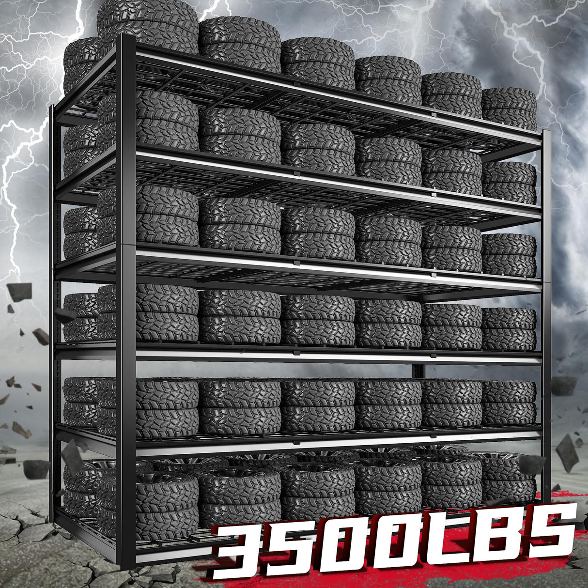 REIBII 60" W Garage Shelving 3500LBS Storage Shelves, 6 Tier Metal Shelves Adjustable Shelving Units and Storage Rack for Warehouse Commercial Pantry Garage Shelves, 60" W x 84" H x 24" D REIBII