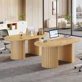 Tribesigns 63-Inch Executive Desk, Modern Home Office Desks Computer Writing Table, Small Conference Table, Oak Tribesigns