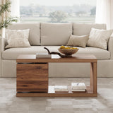 Yechen Modern Coffee Table with Hidden Storage, 1.4" Thick Long Expandable Rotating Coffee Table, Wood Rectangle Cocktail Table for Living Room,Walnut Yechen