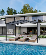 GarveeLife 12 x 9 Ft Outdoor Arched Pergola, Metal Pergola with Retractable Canopy, Arched Style Gazebos for Backyards, Lawn, Patios (Gray) GarveeLife