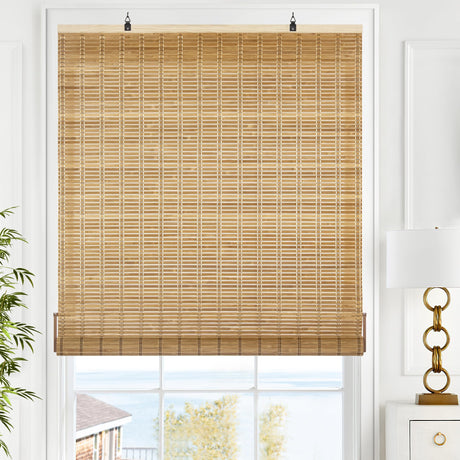 LazBlinds Cordless Bamboo Blinds, Bamboo Roll Up Shades for Windows, Light Filtering Hanging Window Blinds, Bamboo Shades for Patio Indoor/Outdoor Porch, 31'' W x 72'' H, Brown206 LazBlinds