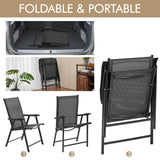 Yaheetech Patio Dining Chairs Set of 2 with Armrests, Outdoor Folding Chairs with Metal Frame and Backrest for Lawn, Garden, Yard and Poolside, Black Yaheetech